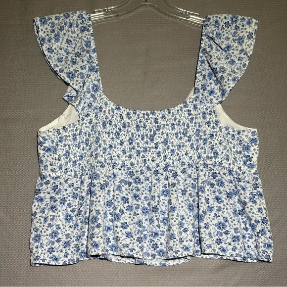 Hollister, baby doll floral easy fit tie-front cropped Y2K coquette peasant XL - Picture 4 of 11
